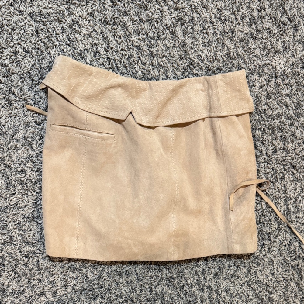 Retrofete Monte Suede Leather Mini Skirt, Low Rise, Brown, Small (retail $395) - Picture 9 of 10